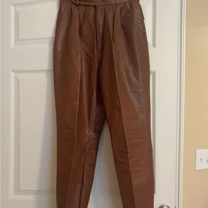 Rust brown leather pants